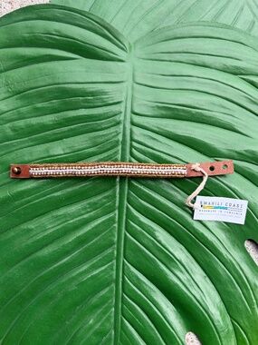 Swahili Coast Design Narrow Gold Beaded Cuff Bracelet